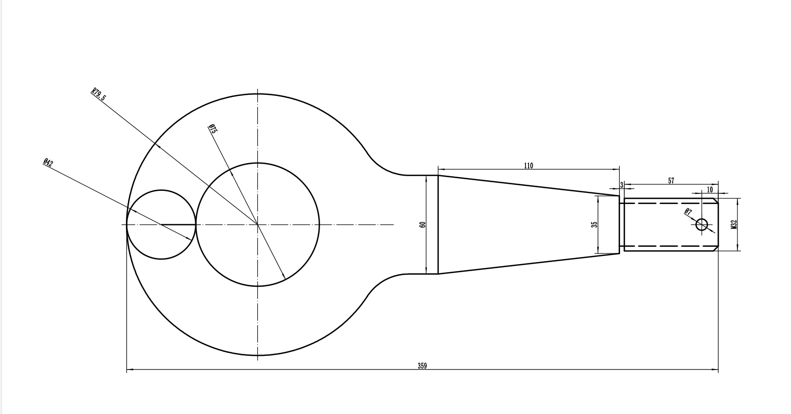 Ojo de la barra de tiro con anillo montado en el vástago atornillable M32