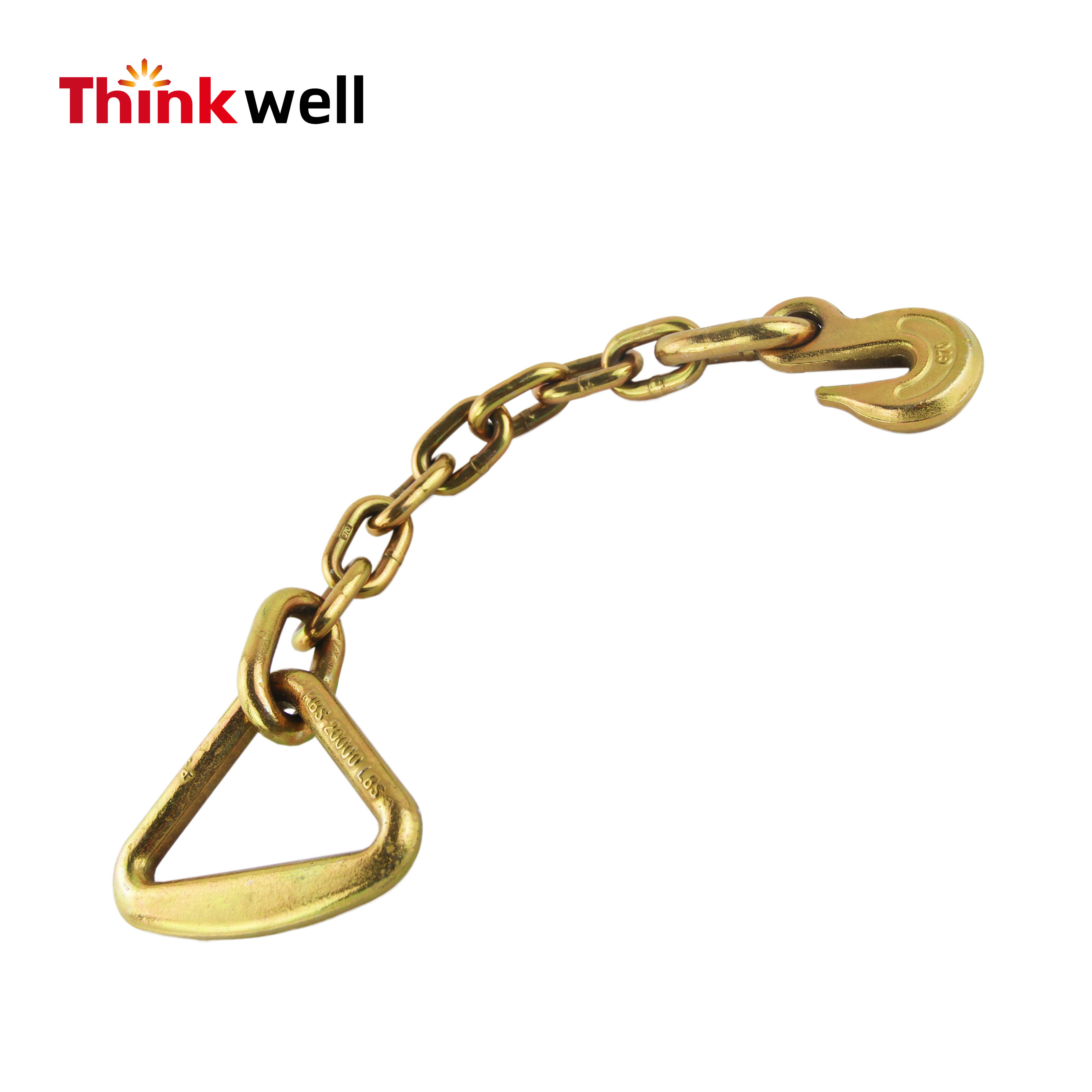 Eslinga de cadena de anillo triangular de grado 70 con gancho de agarre